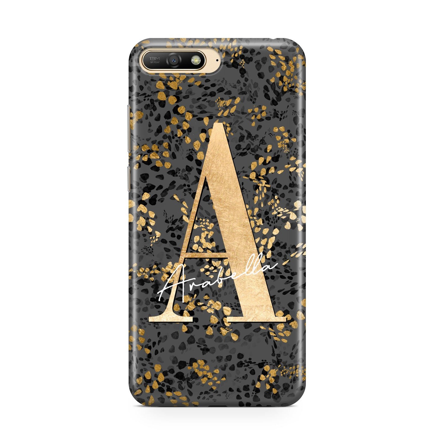 Personalised Grey Gold Cheetah Huawei Y6 2018