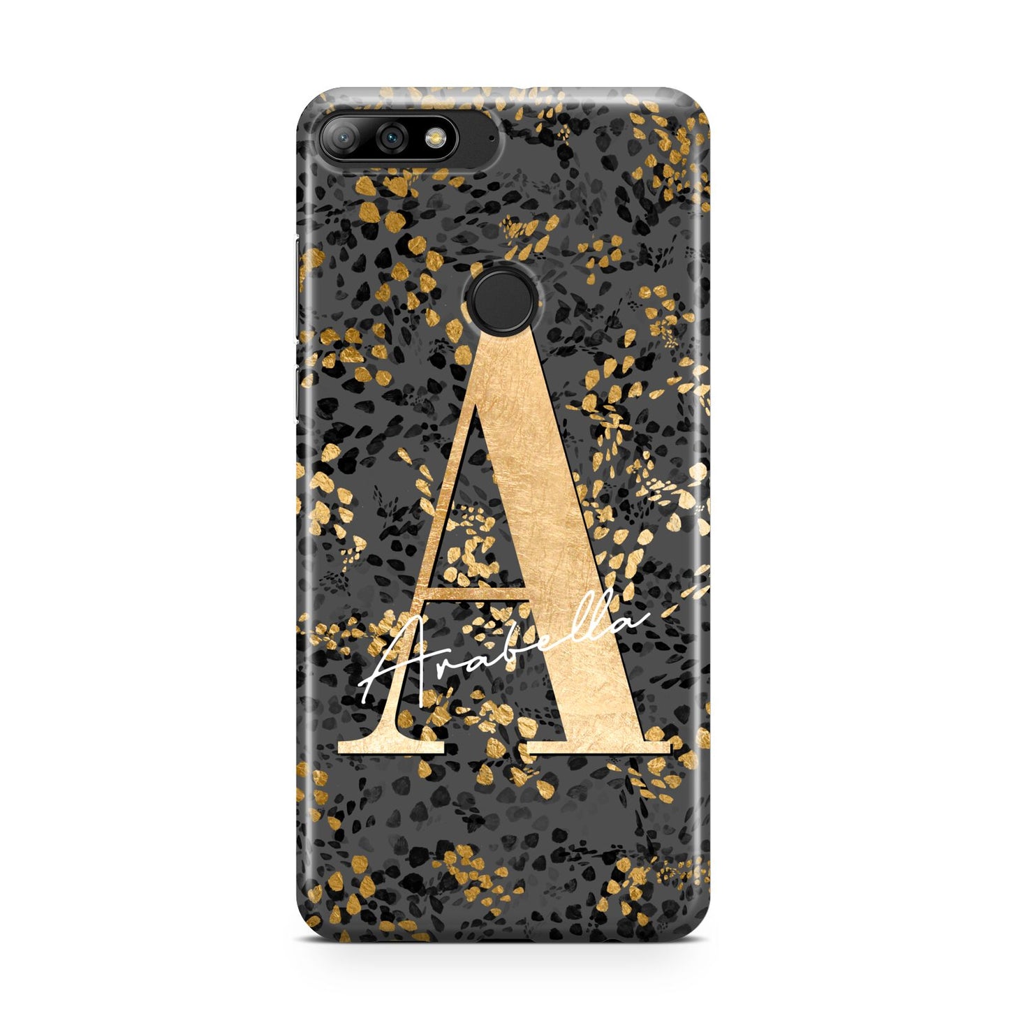 Personalised Grey Gold Cheetah Huawei Y7 2018