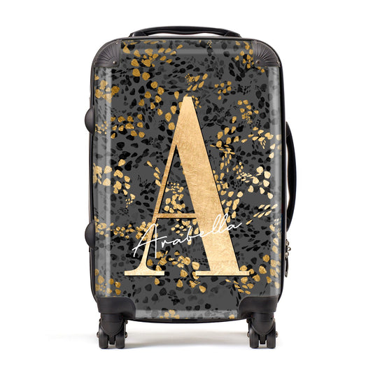 Personalised Grey Gold Cheetah Suitcase