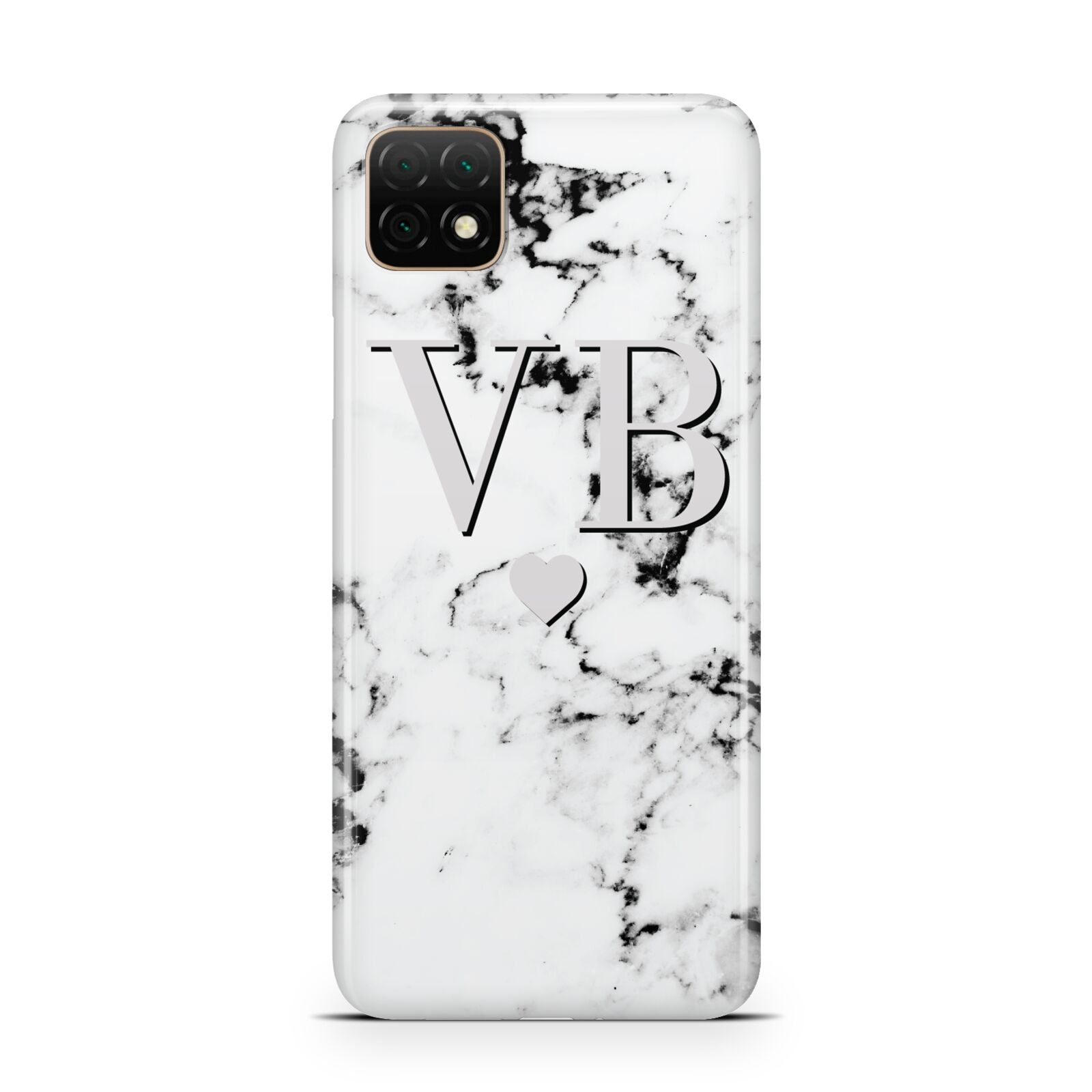 Personalised Grey Initialed Marble Heart Huawei Enjoy 20 Phone Case