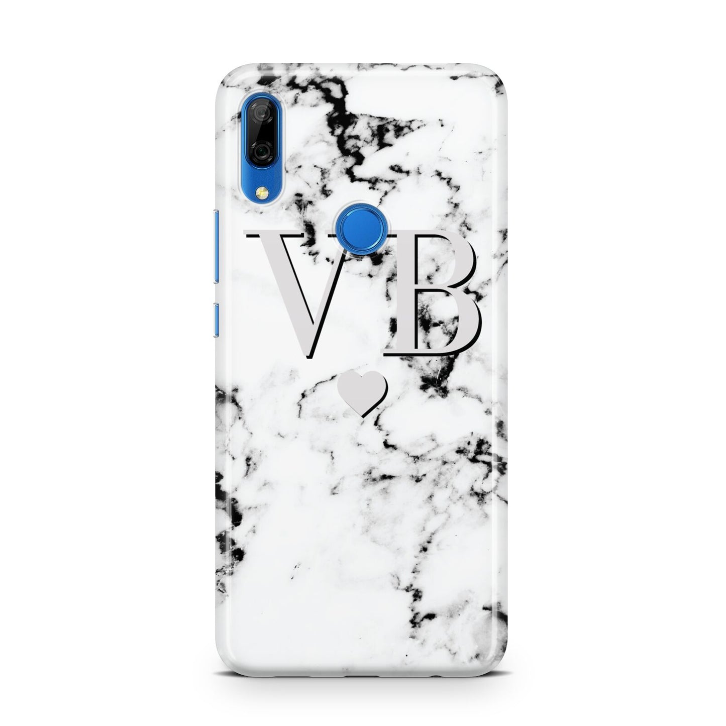 Personalised Grey Initialed Marble Heart Huawei P Smart Z