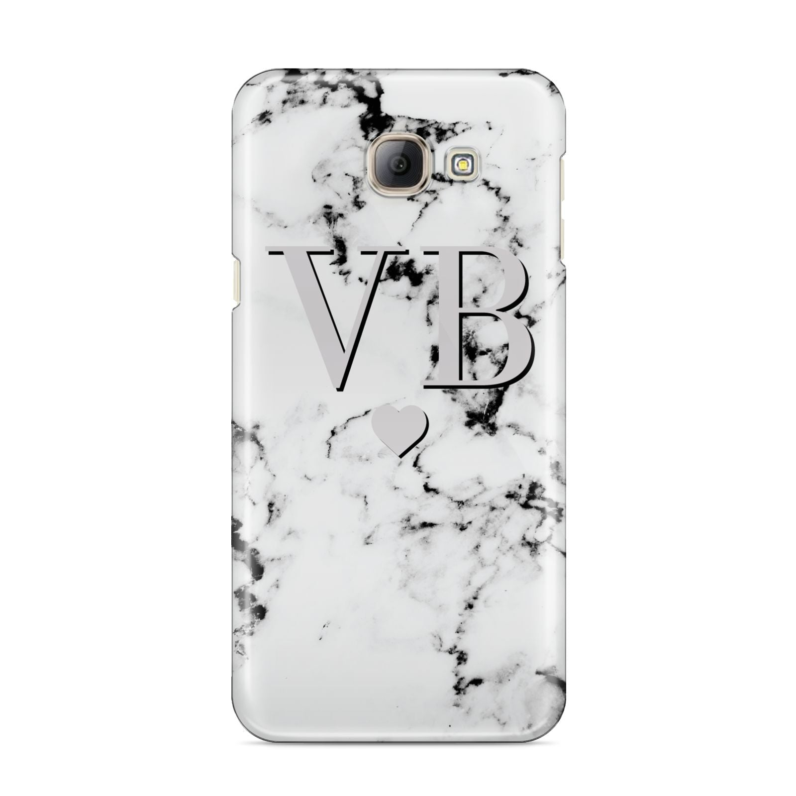 Personalised Grey Initialed Marble Heart Samsung Galaxy A8 2016 Case