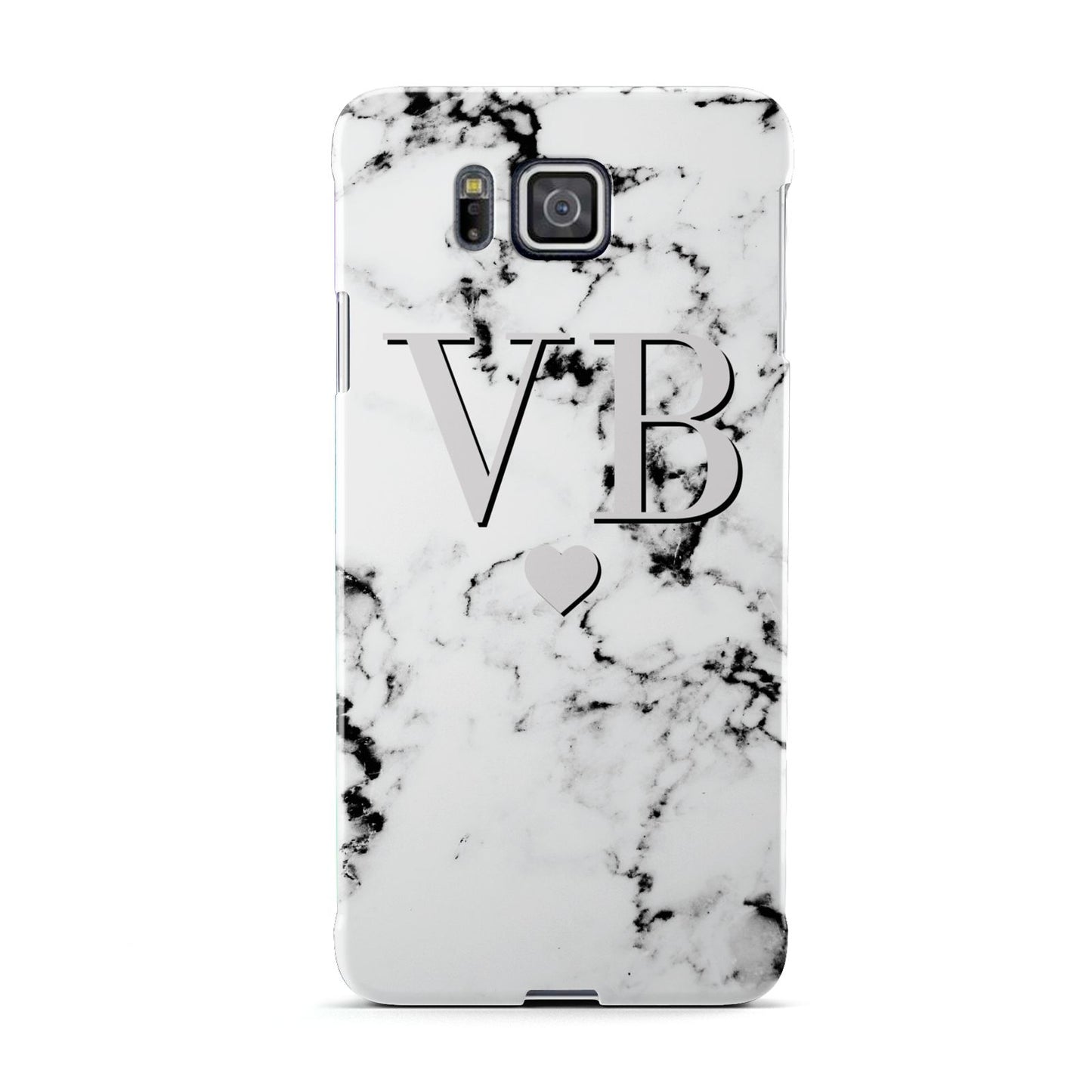 Personalised Grey Initialed Marble Heart Samsung Galaxy Alpha Case