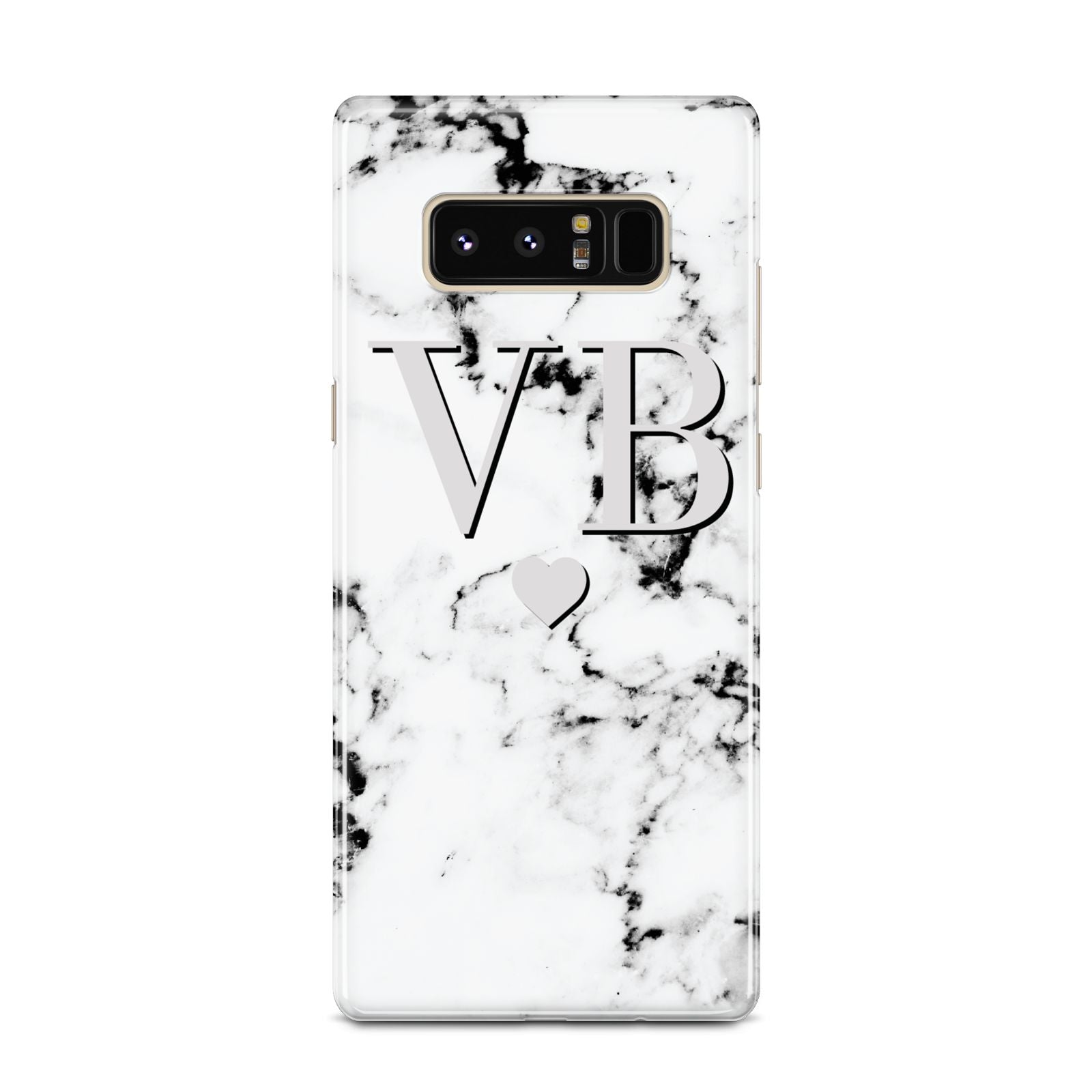 Personalised Grey Initialed Marble Heart Samsung Galaxy Note 8 Case