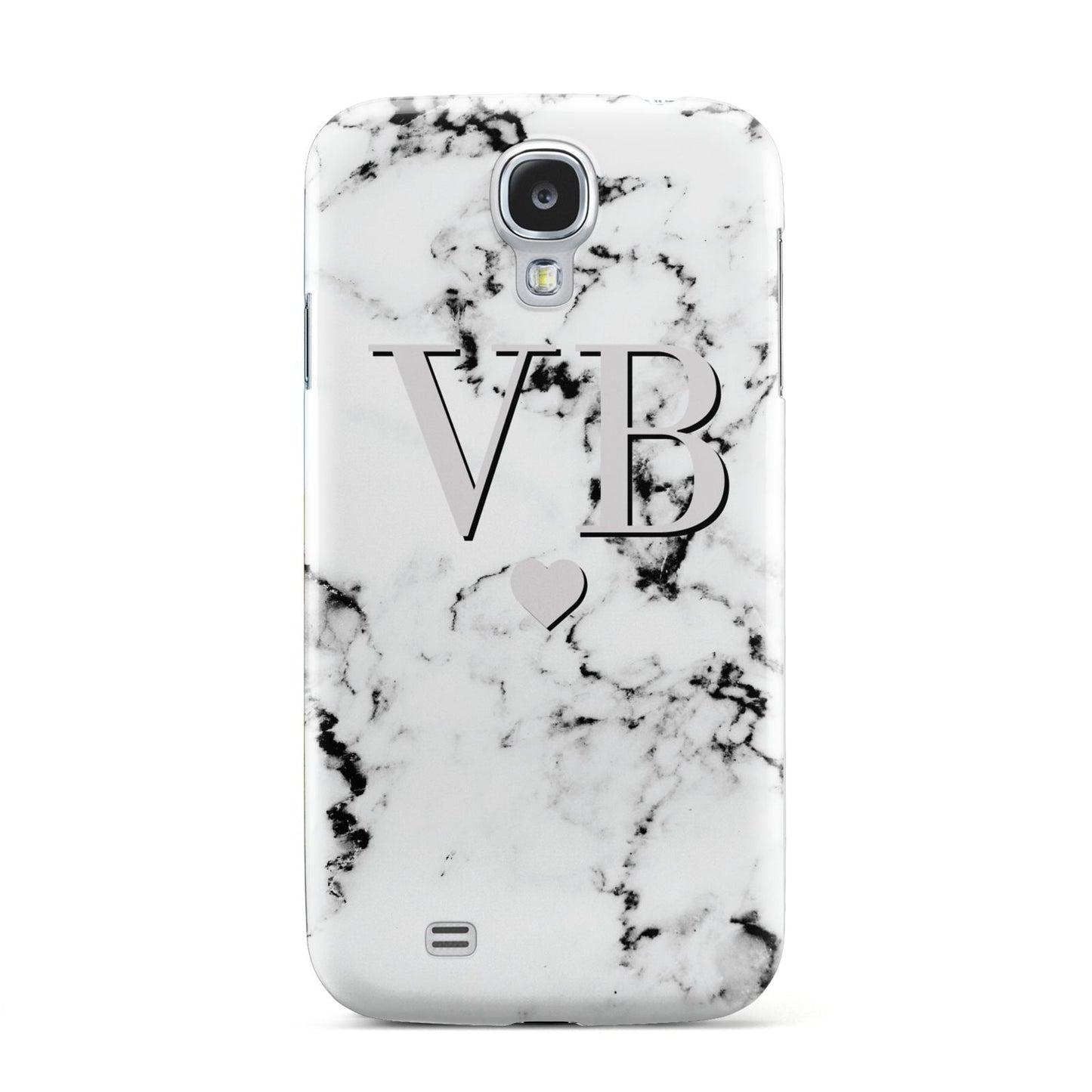 Personalised Grey Initialed Marble Heart Samsung Galaxy S4 Case