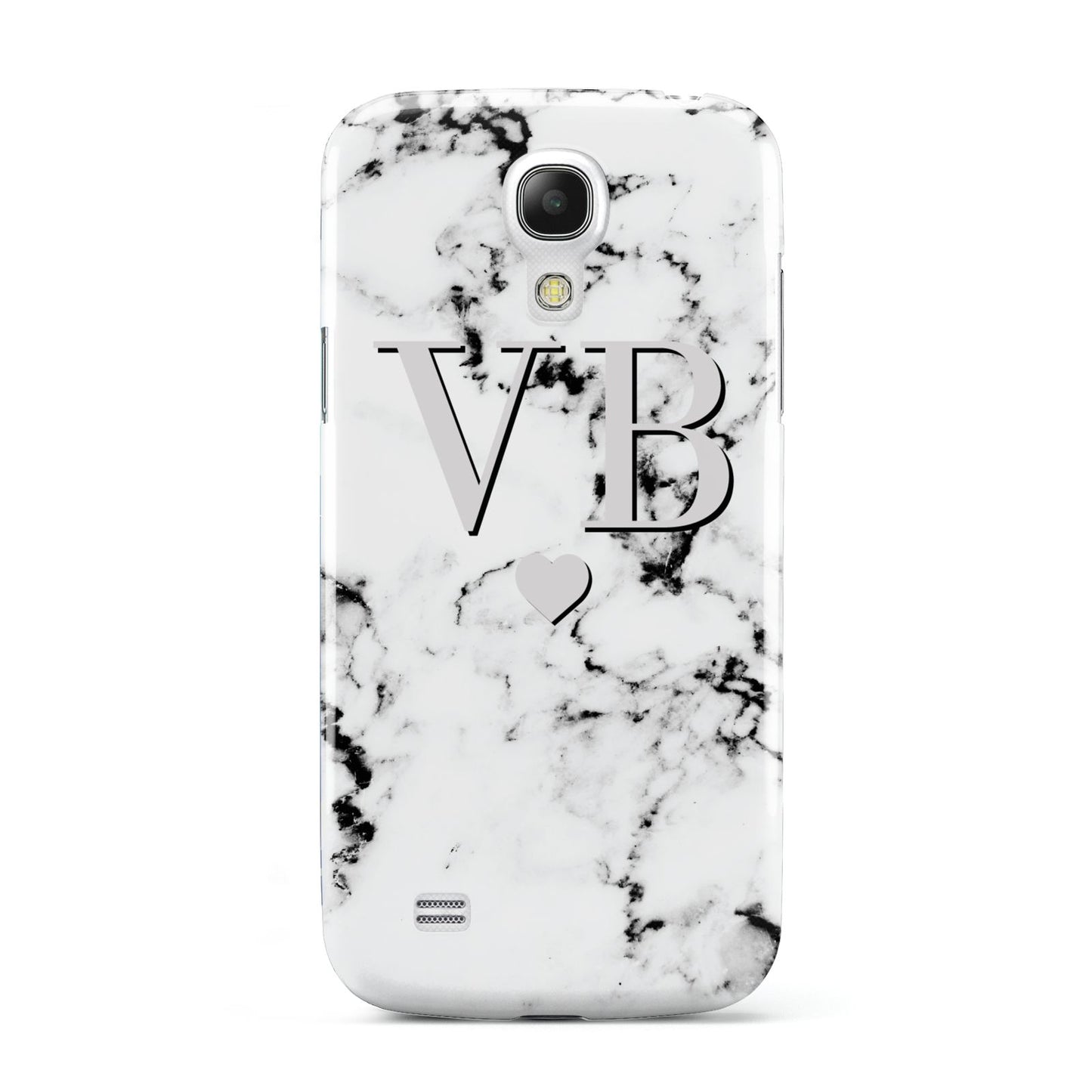 Personalised Grey Initialed Marble Heart Samsung Galaxy S4 Mini Case