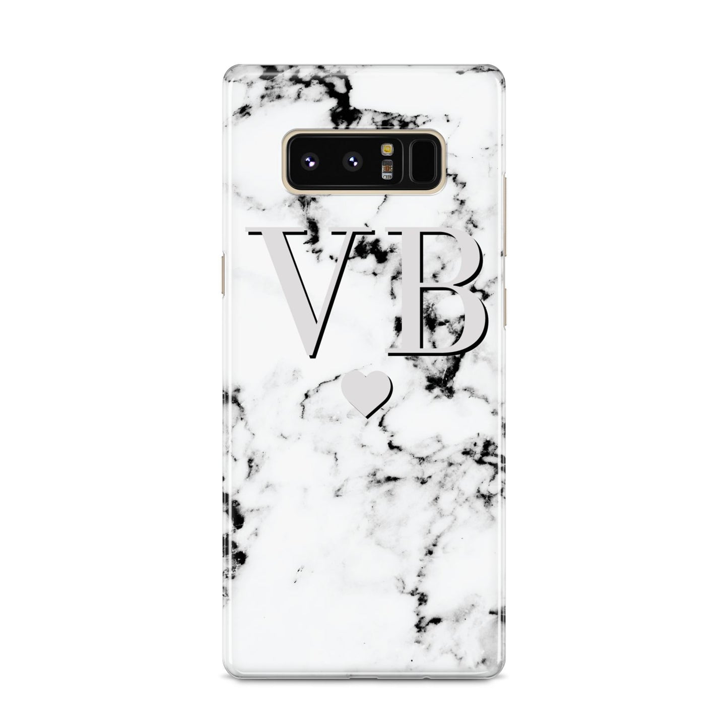 Personalised Grey Initialed Marble Heart Samsung Galaxy S8 Case