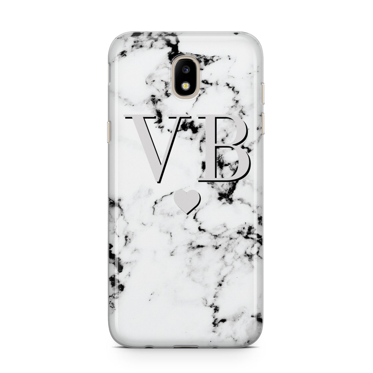 Personalised Grey Initialed Marble Heart Samsung J5 2017 Case