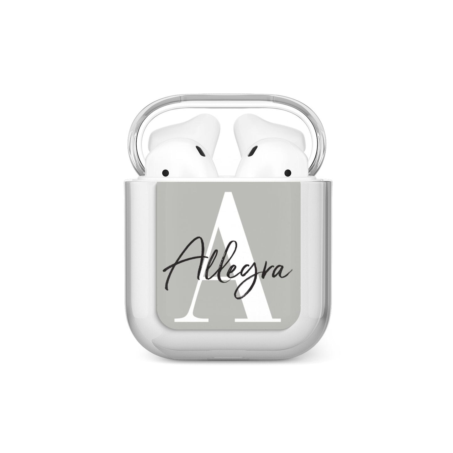 Personalised Grey Initials And Name AirPods Case