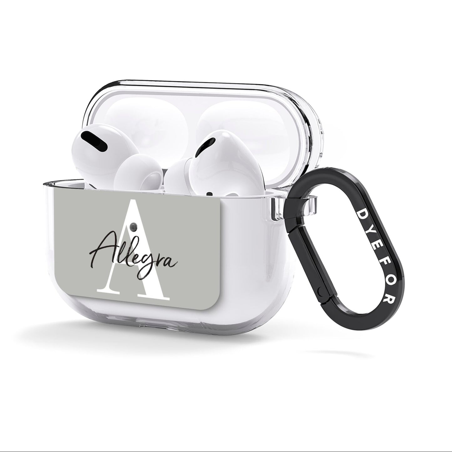 Personalised Grey Initials And Name AirPods Clear Case 3rd Gen Side Image