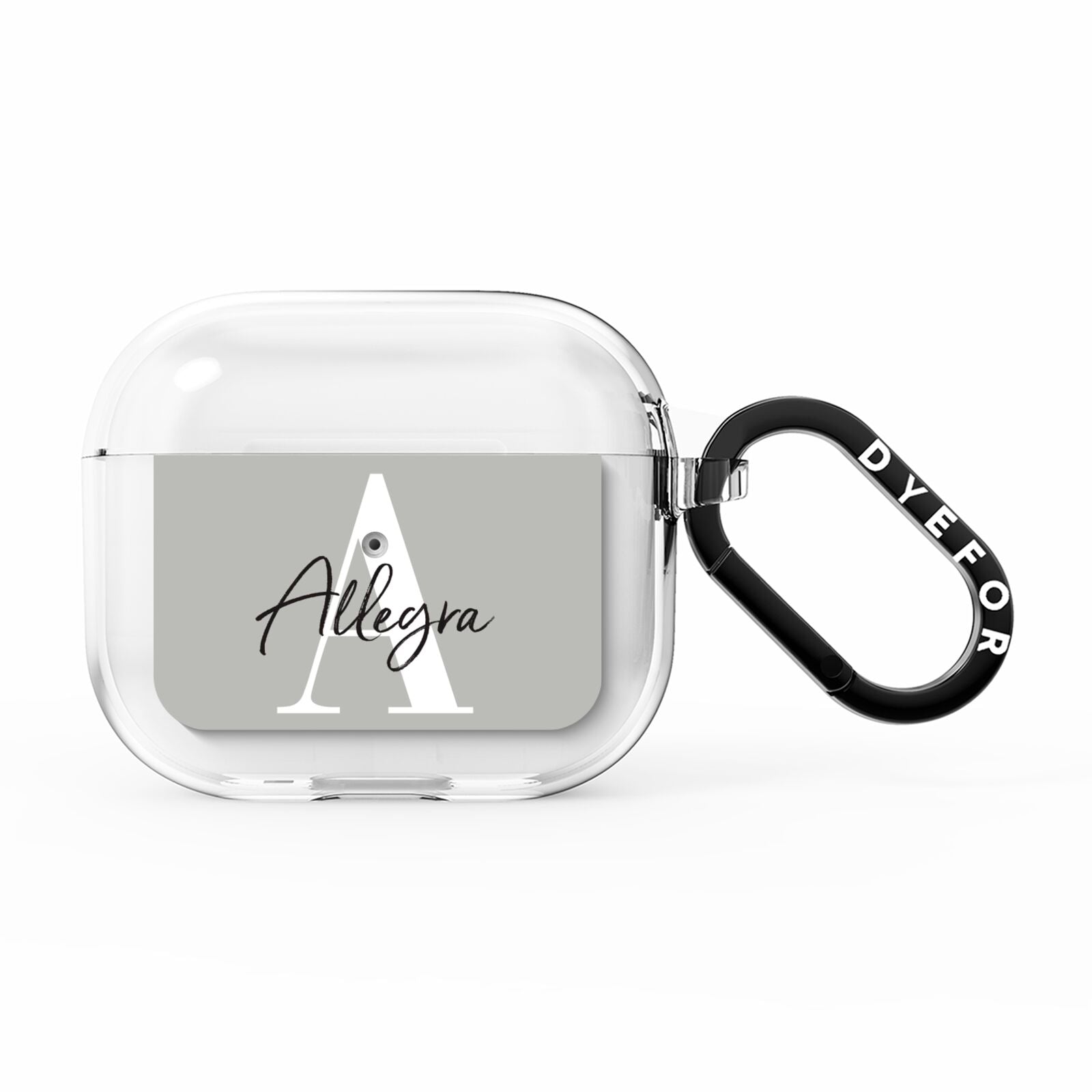 Personalised Grey Initials And Name AirPods Clear Case 3rd Gen