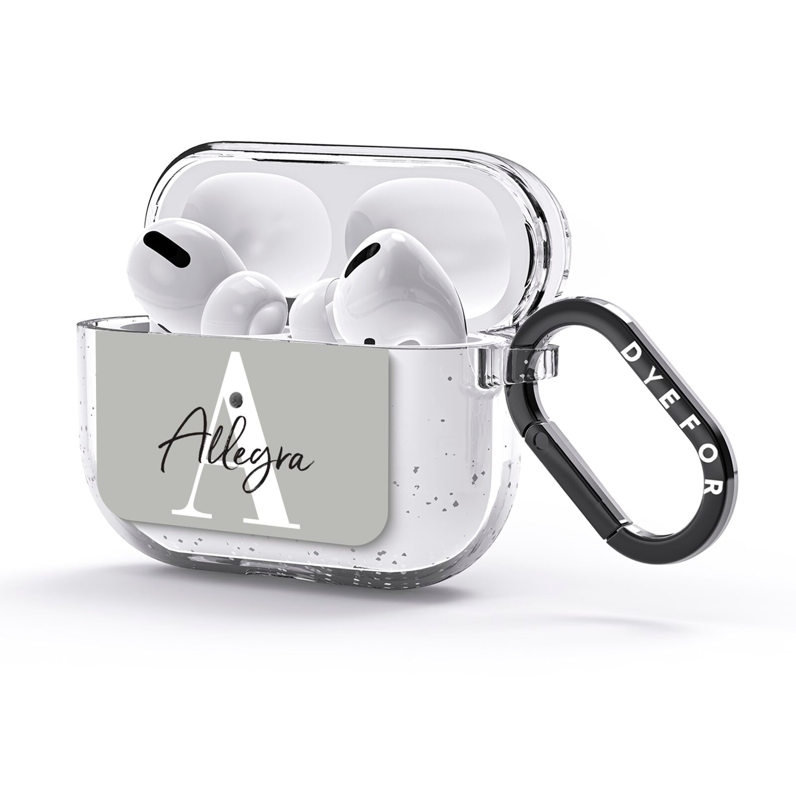 Personalised Grey Initials And Name AirPods Glitter Case 3rd Gen Side Image