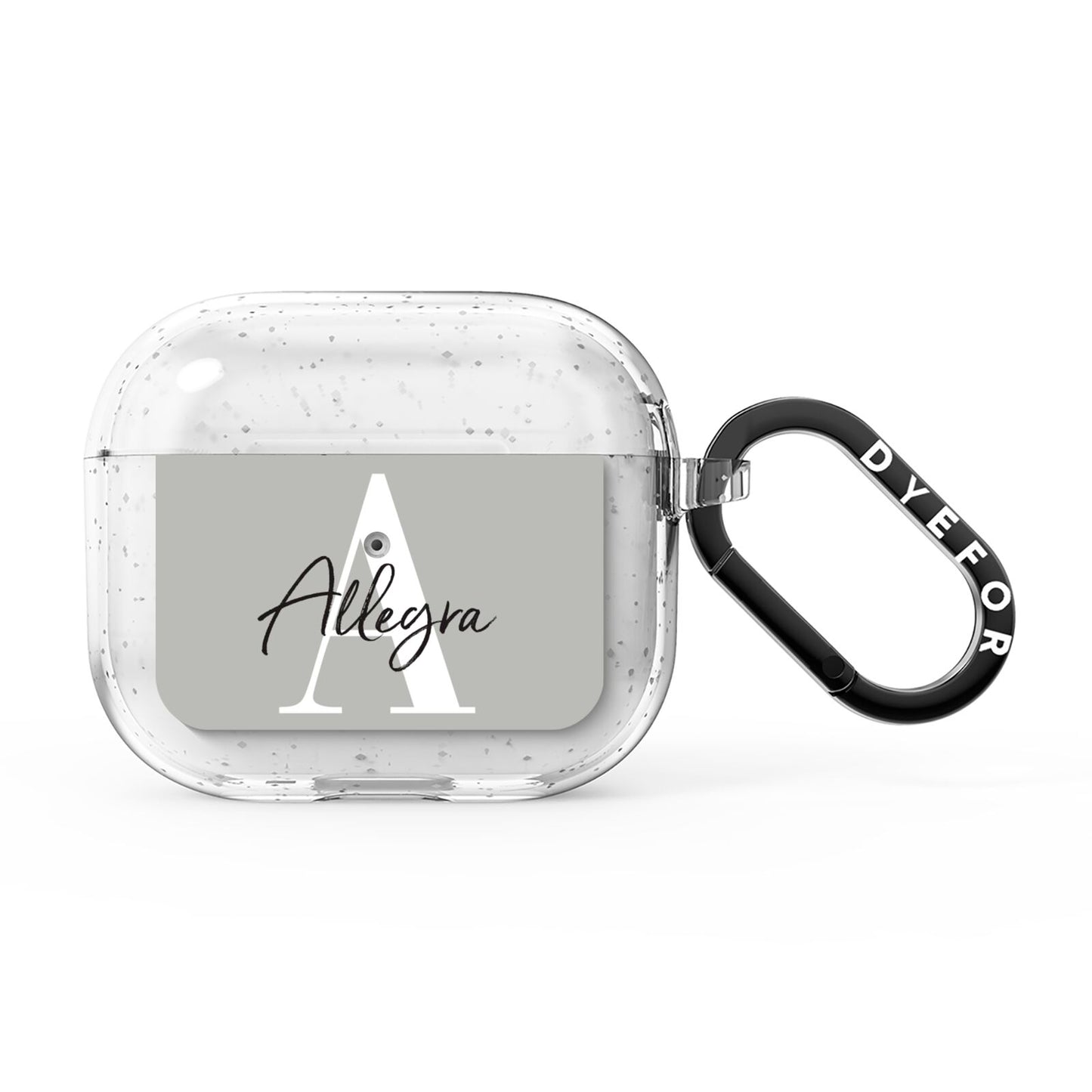 Personalised Grey Initials And Name AirPods Glitter Case 3rd Gen