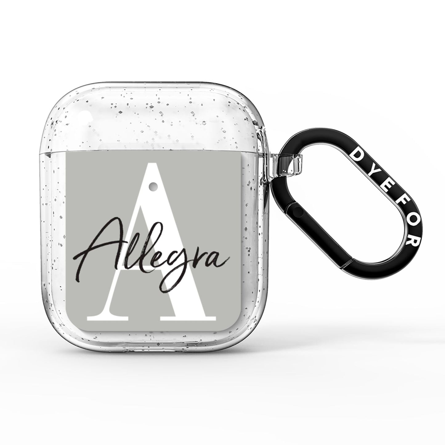 Personalised Grey Initials And Name AirPods Glitter Case