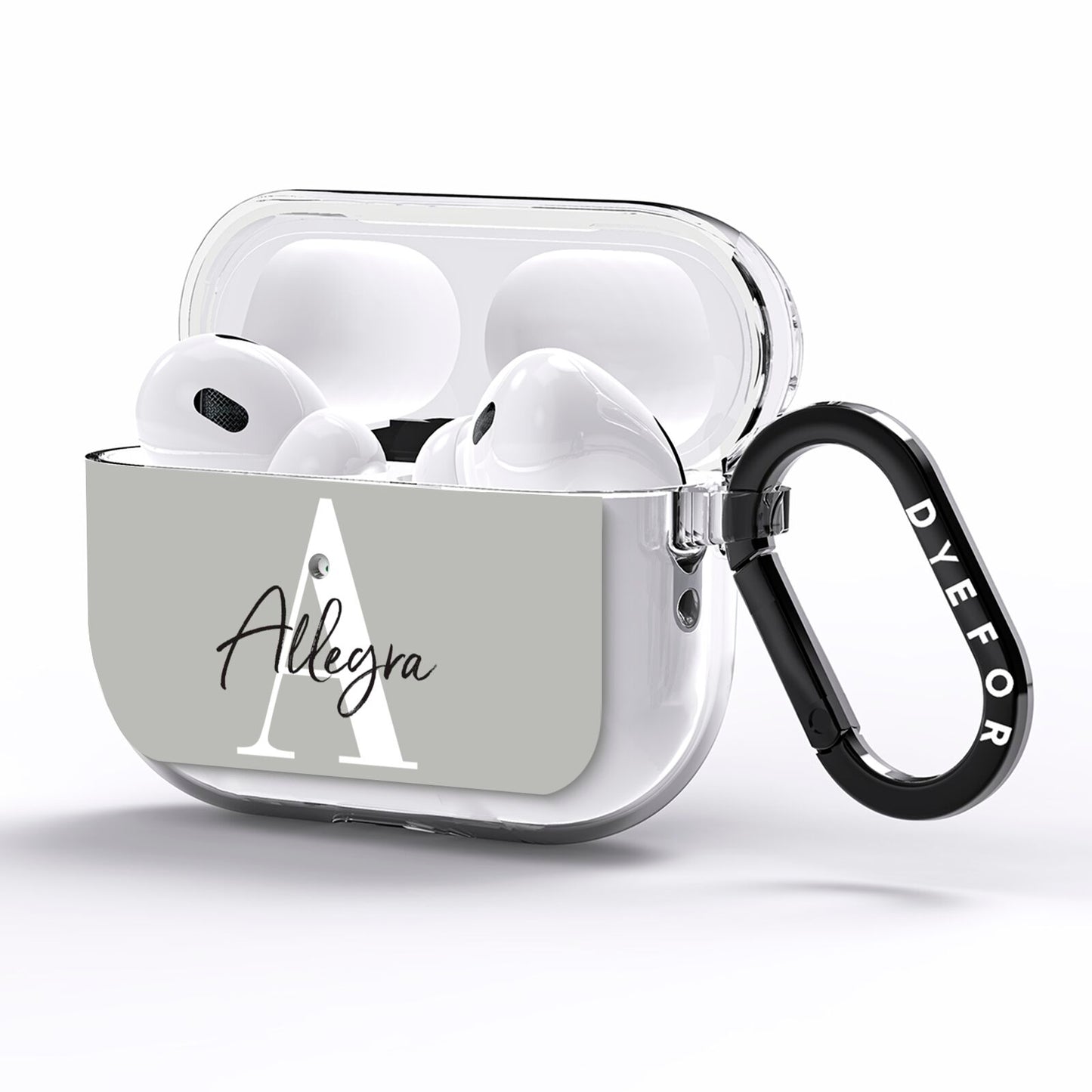 Personalised Grey Initials And Name AirPods Pro Clear Case Side Image