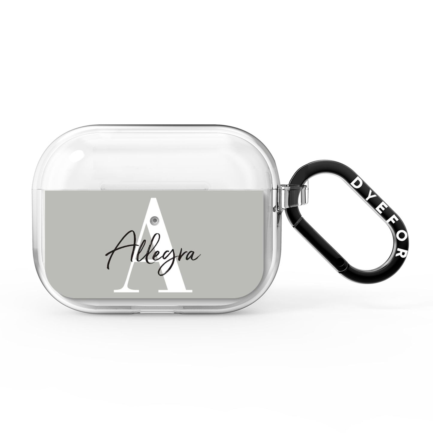 Personalised Grey Initials And Name AirPods Pro Clear Case