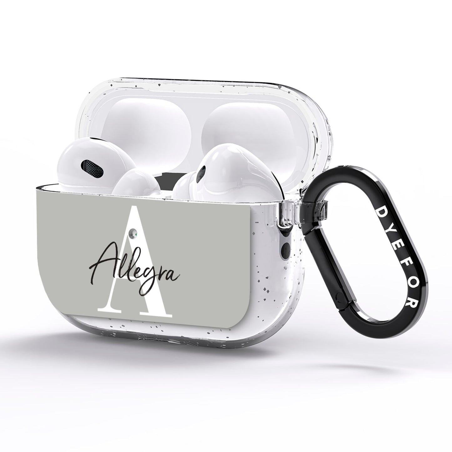 Personalised Grey Initials And Name AirPods Pro Glitter Case Side Image