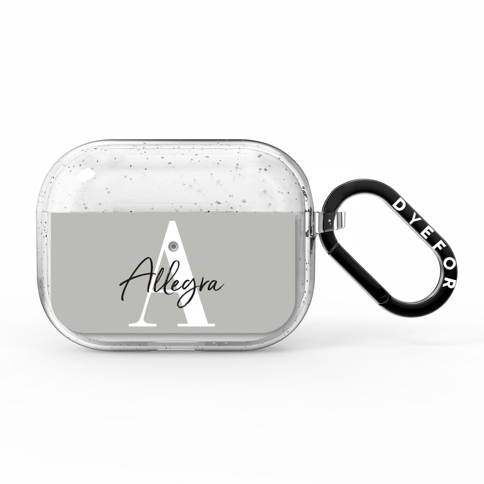 Personalised Grey Initials And Name AirPods Pro Glitter Case