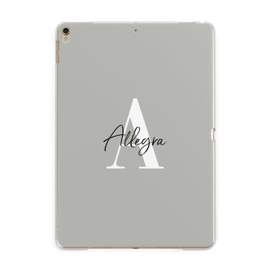 Personalised Grey Initials And Name Apple iPad Gold Case