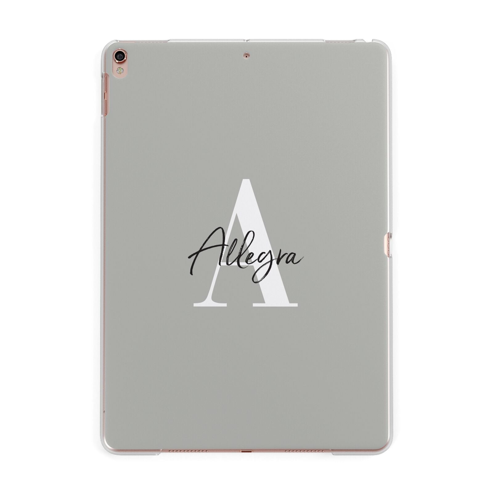 Personalised Grey Initials And Name Apple iPad Rose Gold Case