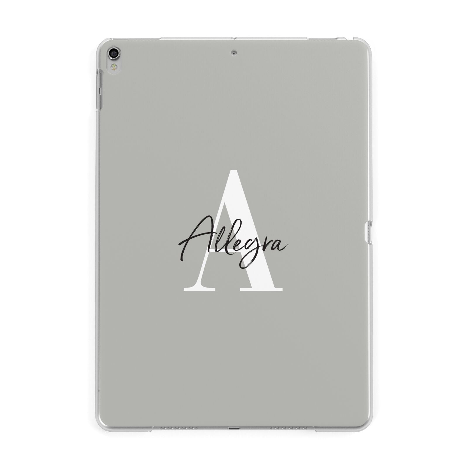 Personalised Grey Initials And Name Apple iPad Silver Case