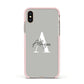 Personalised Grey Initials And Name Apple iPhone Xs Impact Case Pink Edge on Gold Phone