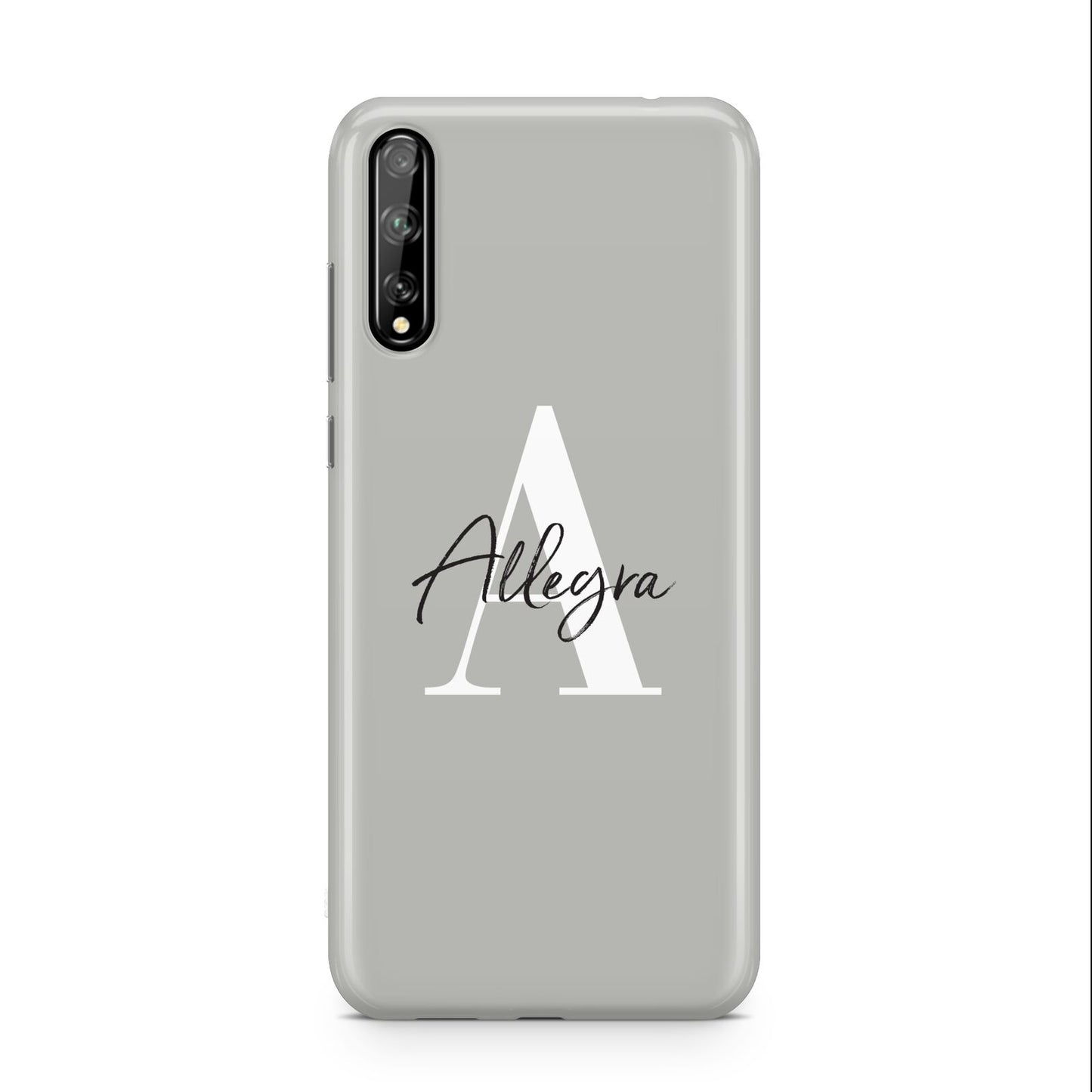 Personalised Grey Initials And Name Huawei Enjoy 10s Phone Case