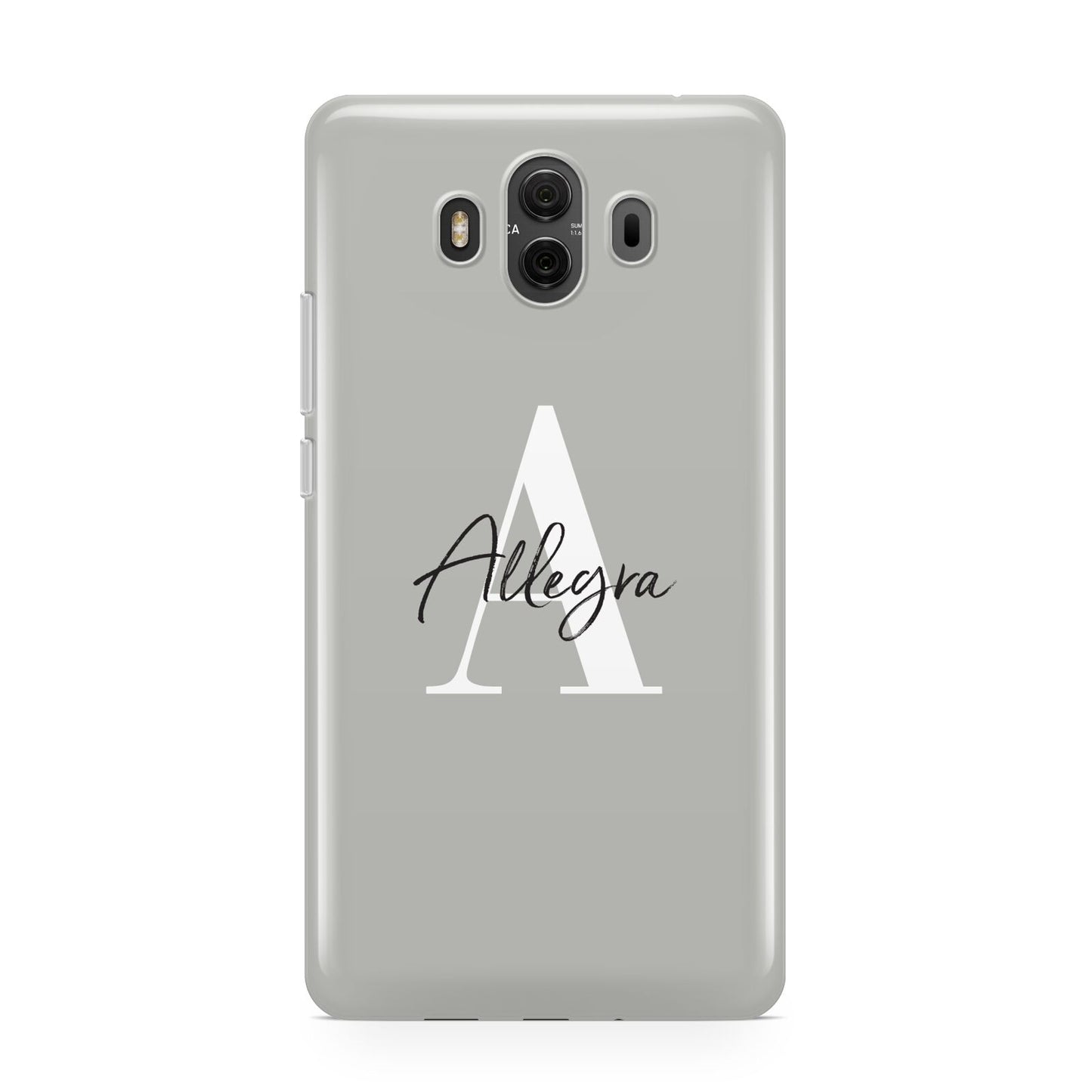 Personalised Grey Initials And Name Huawei Mate 10 Protective Phone Case