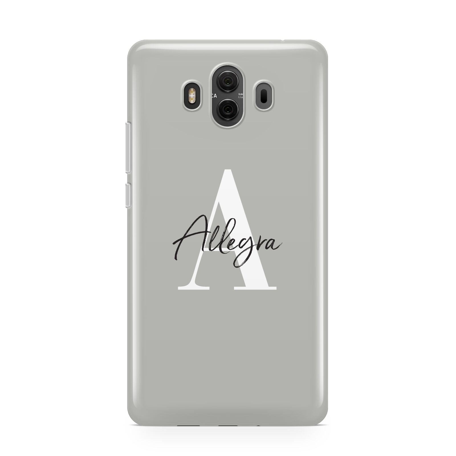 Personalised Grey Initials And Name Huawei Mate 10 Protective Phone Case