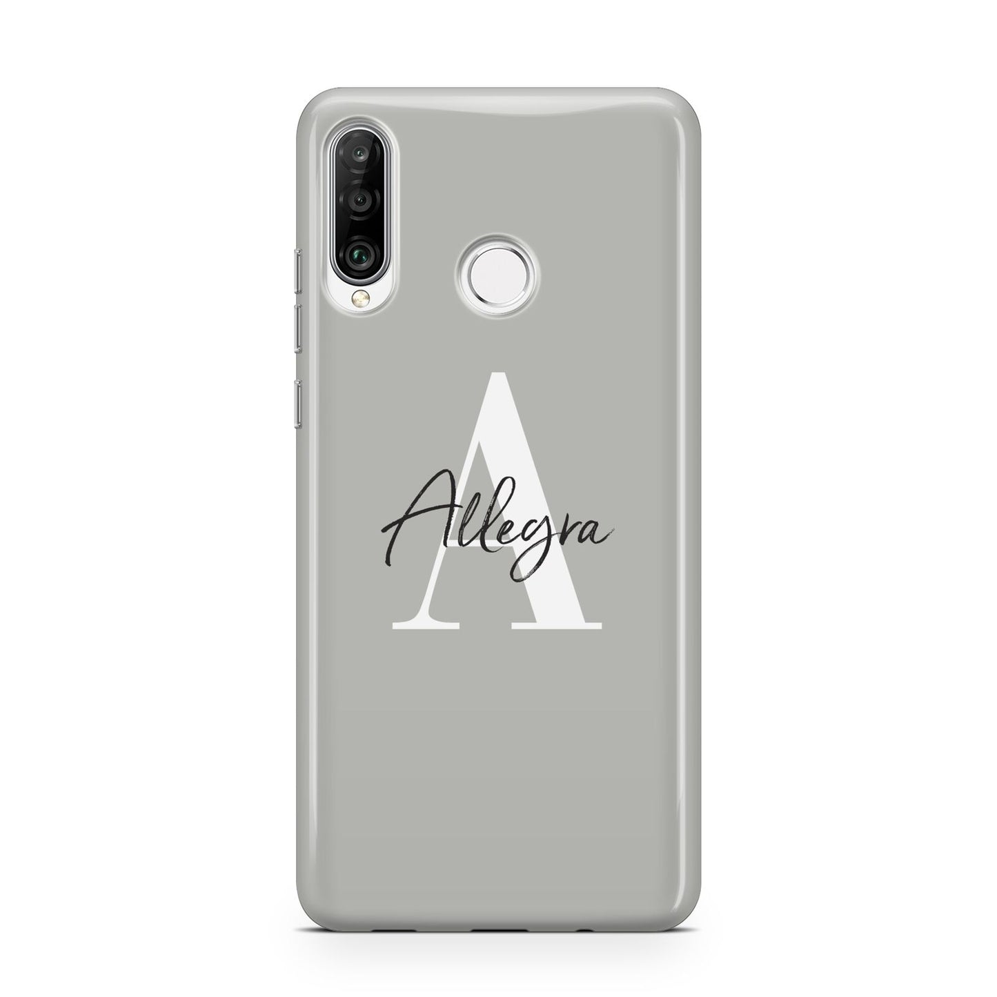 Personalised Grey Initials And Name Huawei P30 Lite Phone Case