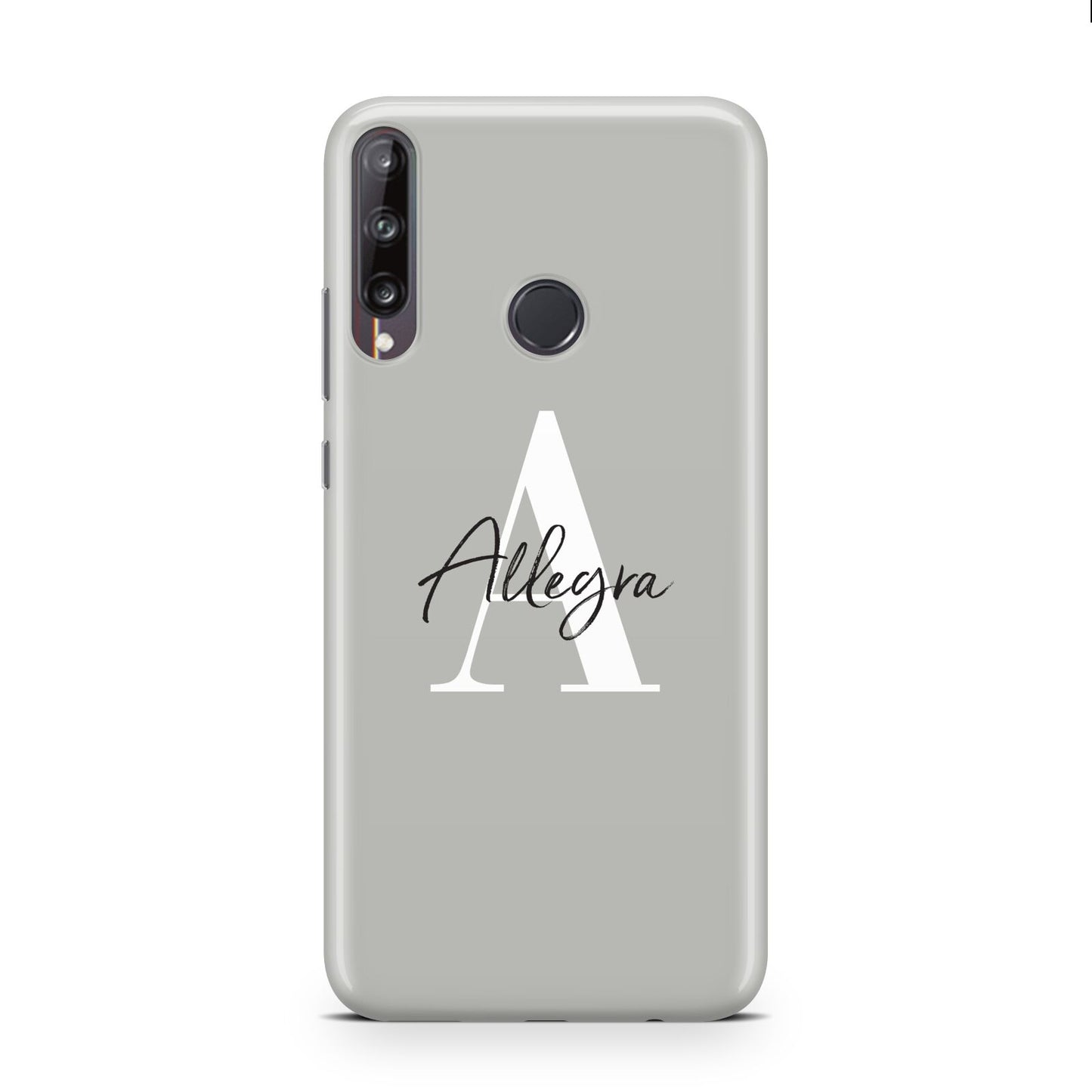 Personalised Grey Initials And Name Huawei P40 Lite E Phone Case