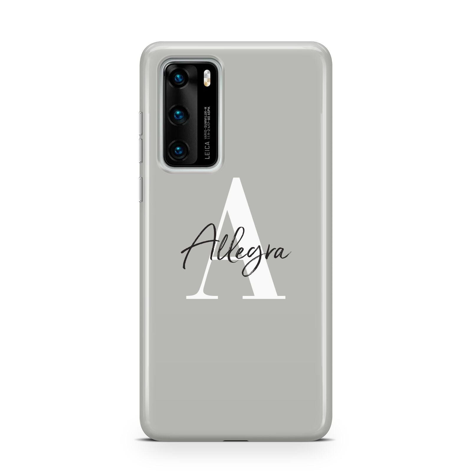 Personalised Grey Initials And Name Huawei P40 Phone Case