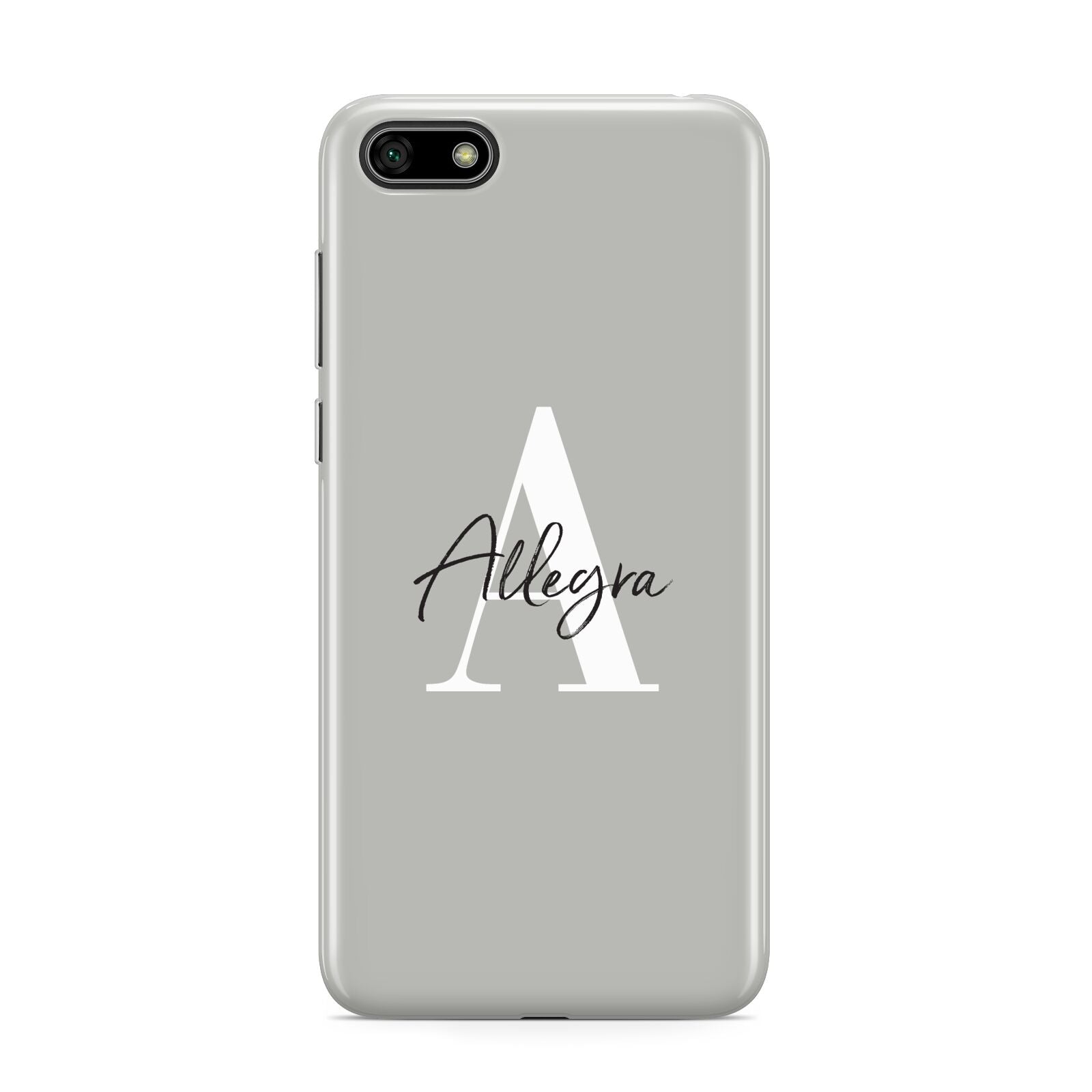 Personalised Grey Initials And Name Huawei Y5 Prime 2018 Phone Case