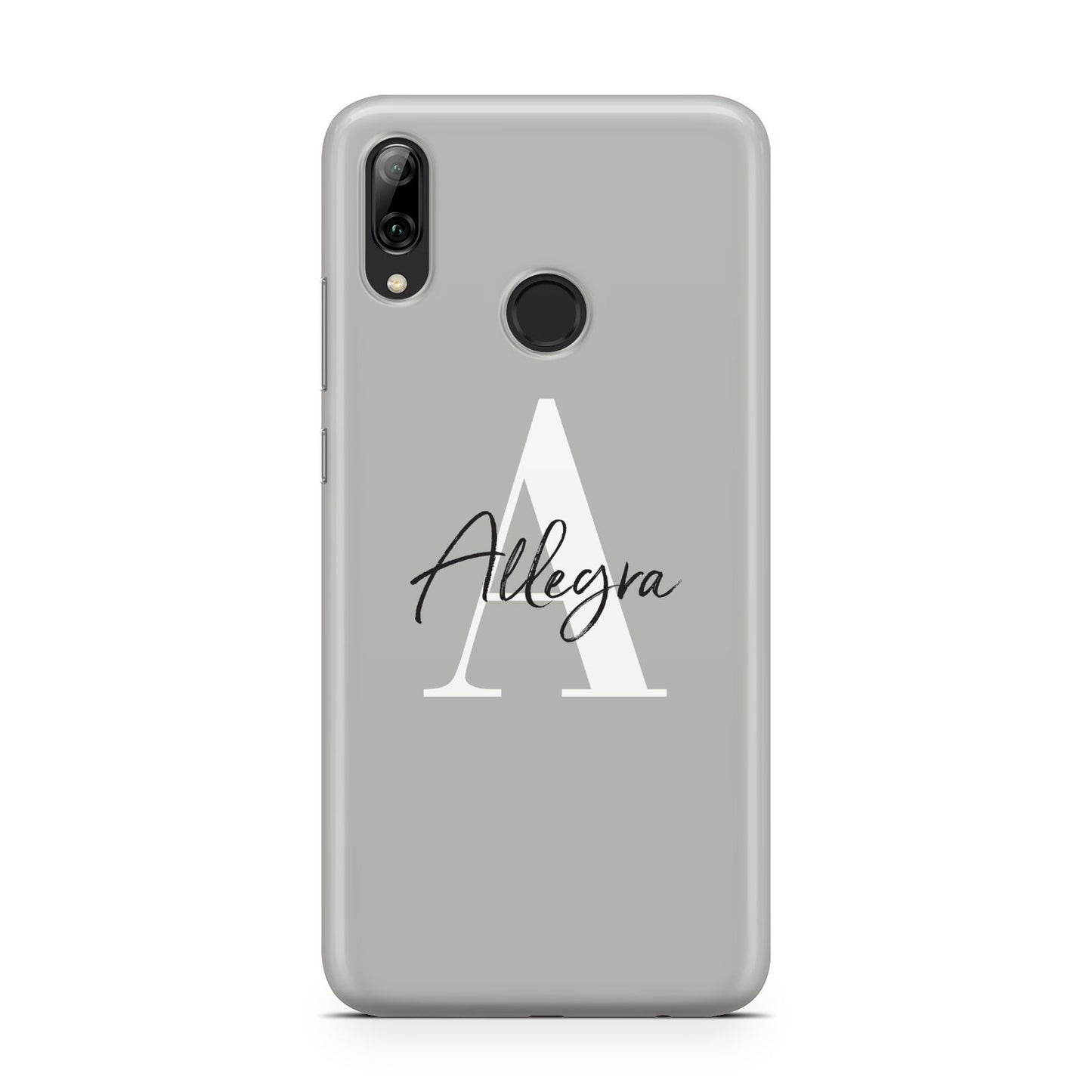 Personalised Grey Initials And Name Huawei Y7 2019