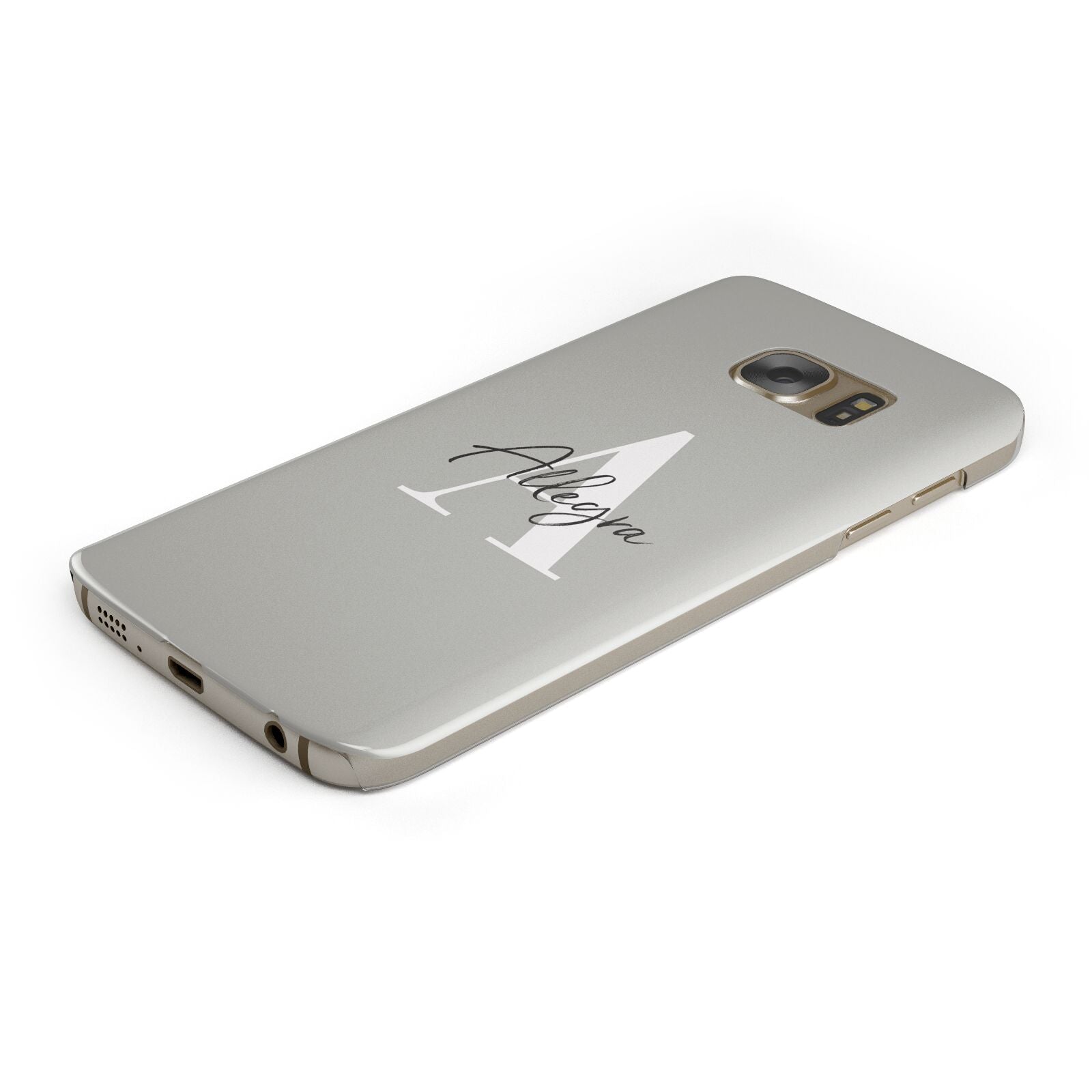 Personalised Grey Initials And Name Protective Samsung Galaxy Case Angled Image