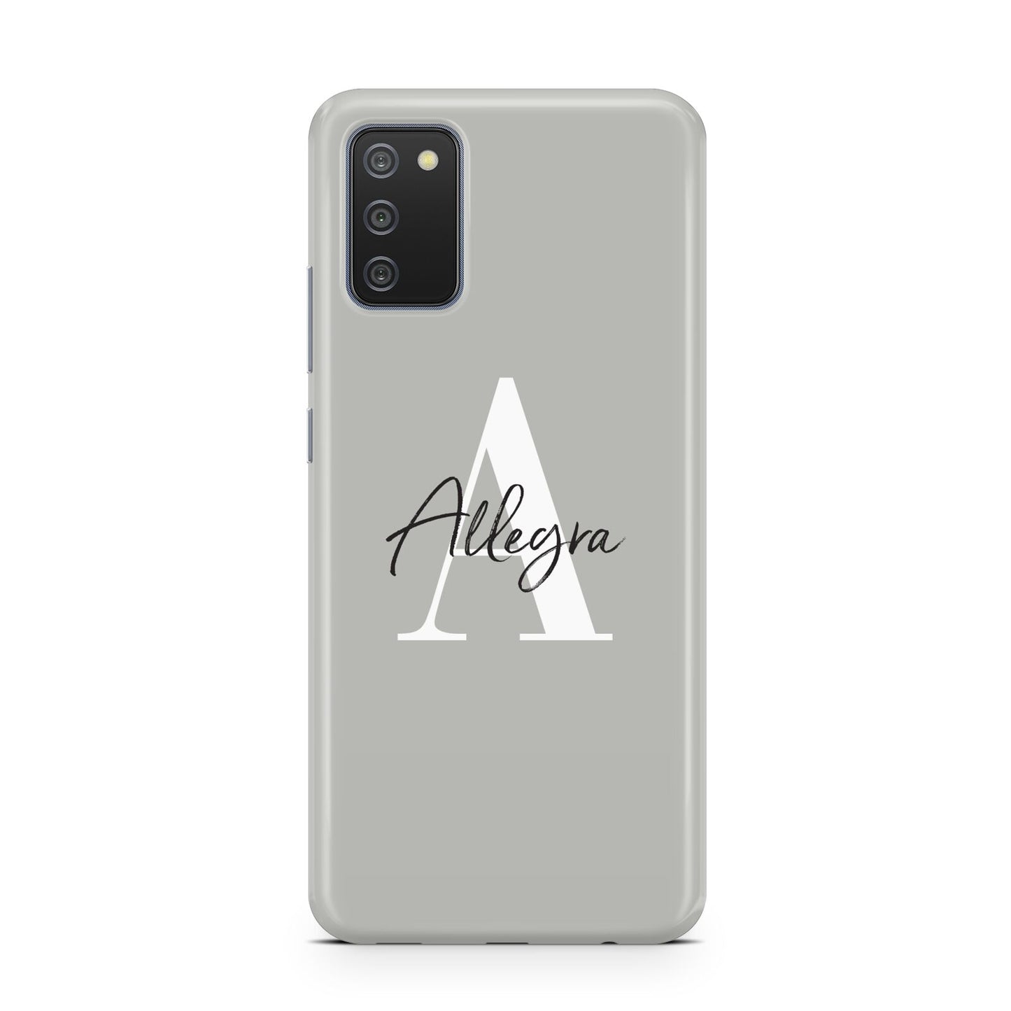 Personalised Grey Initials And Name Samsung A02s Case