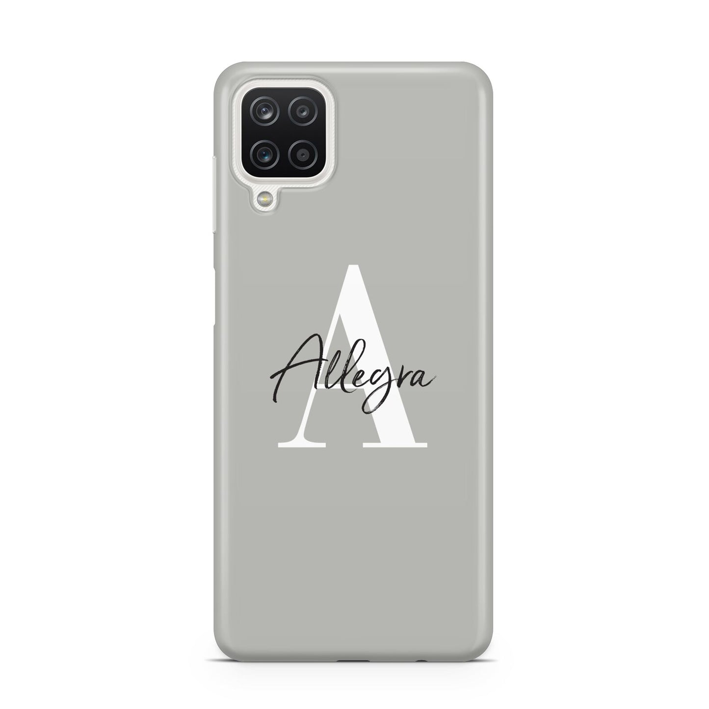 Personalised Grey Initials And Name Samsung A12 Case