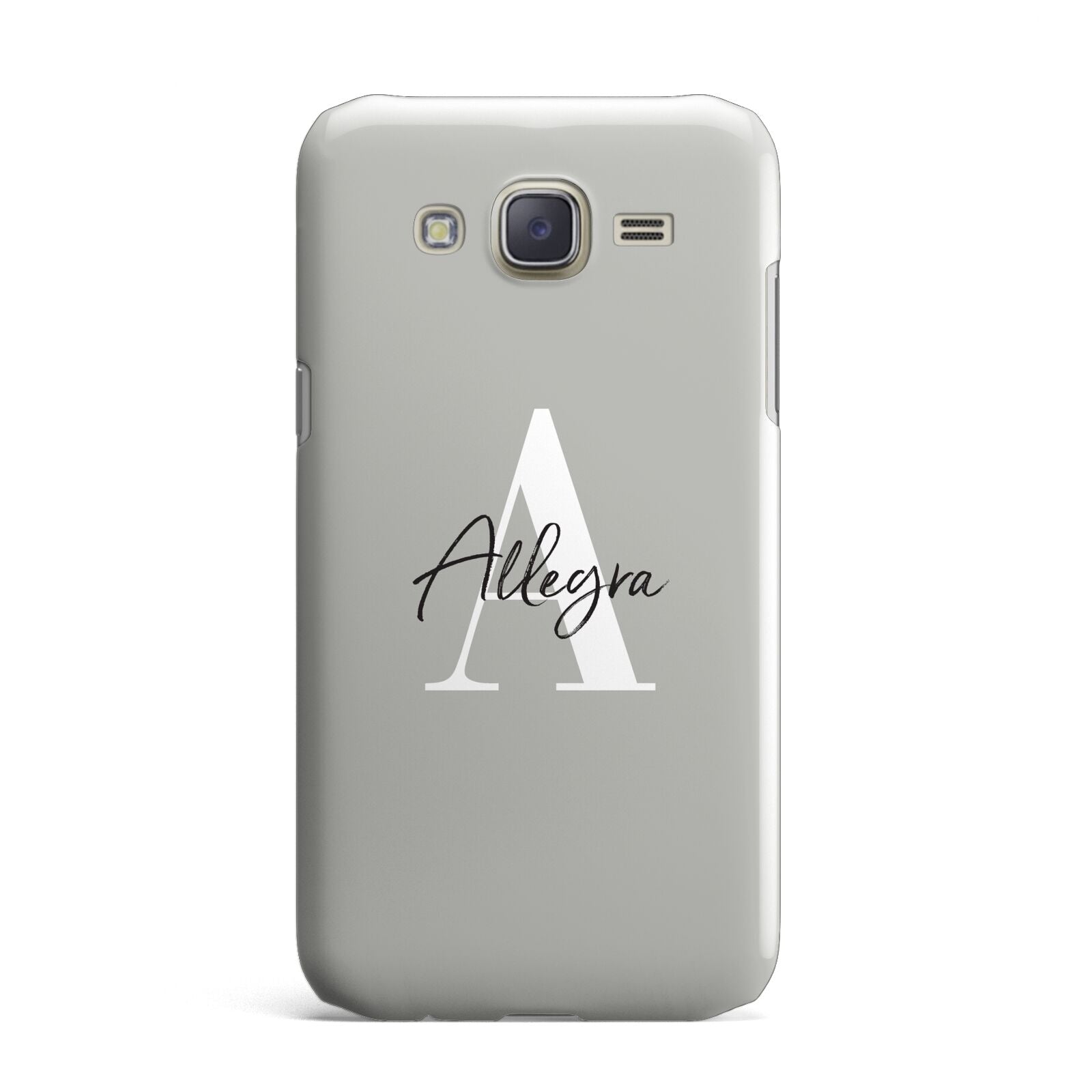 Personalised Grey Initials And Name Samsung Galaxy J7 Case