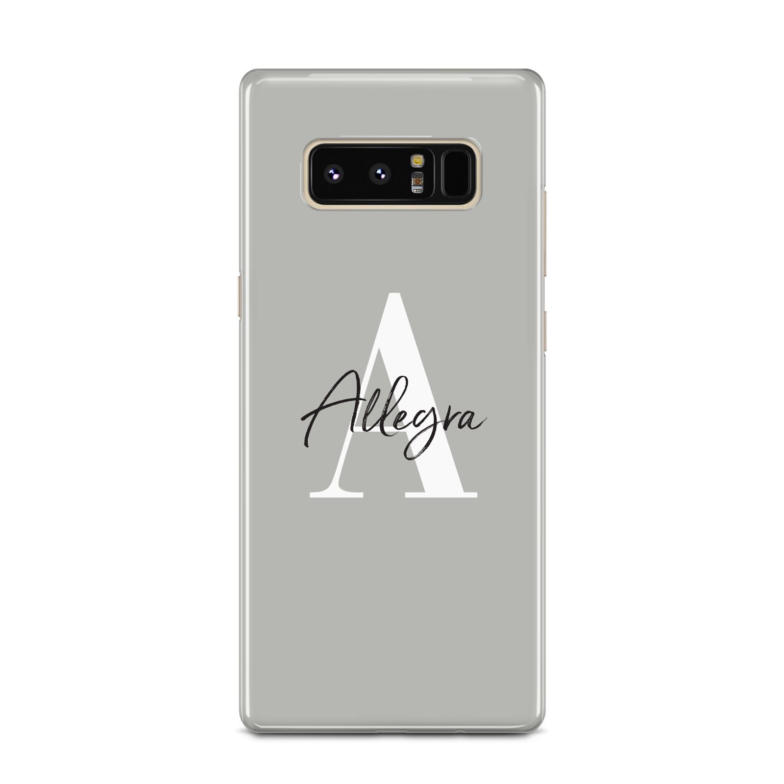 Personalised Grey Initials And Name Samsung Galaxy Note 8 Case