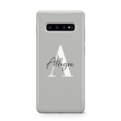 Personalised Grey Initials And Name Samsung Galaxy S10 Case