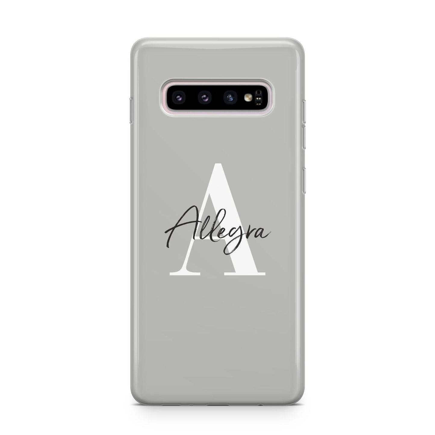 Personalised Grey Initials And Name Samsung Galaxy S10 Plus Case