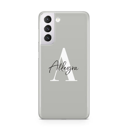 Personalised Grey Initials And Name Samsung S21 Case