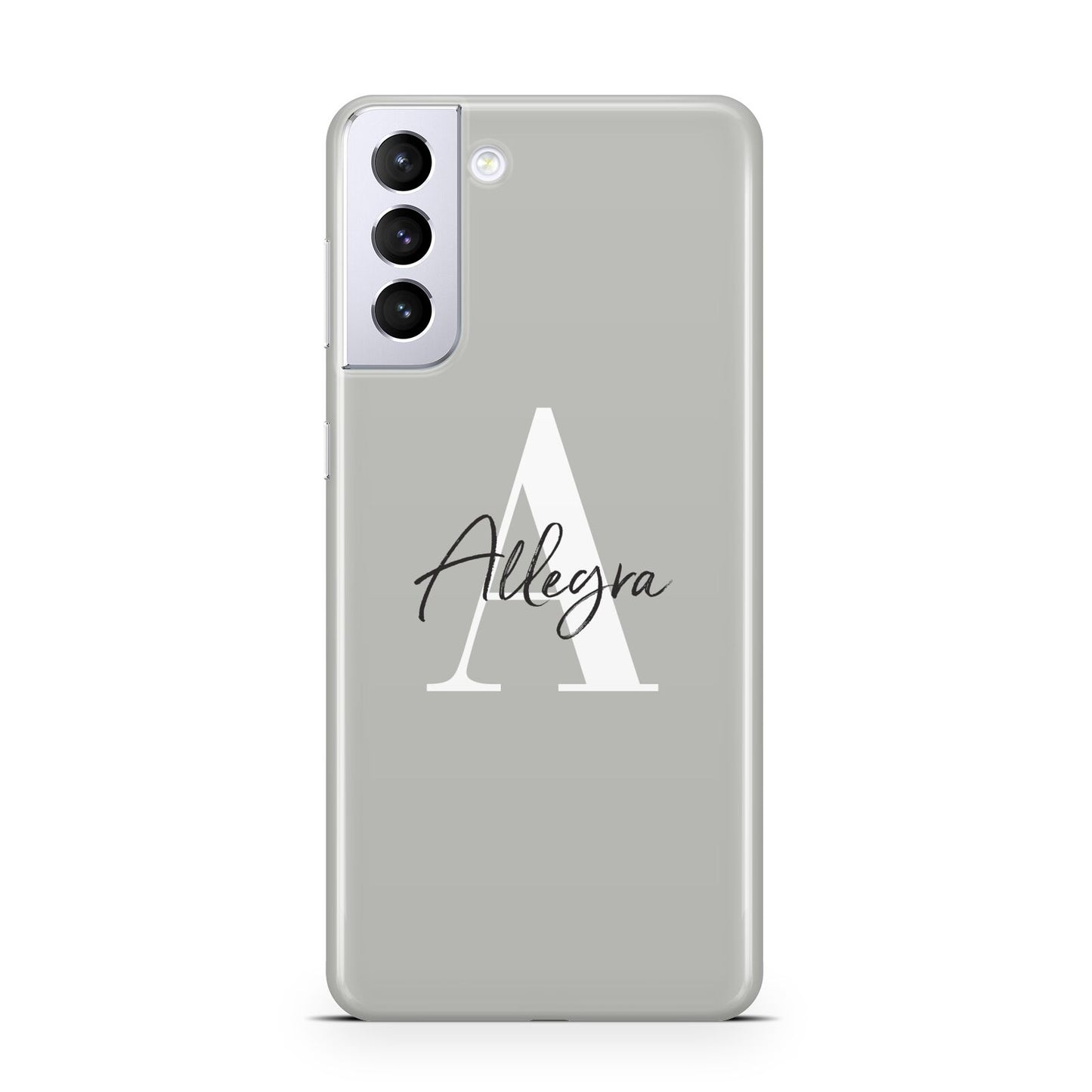 Personalised Grey Initials And Name Samsung S21 Plus Case