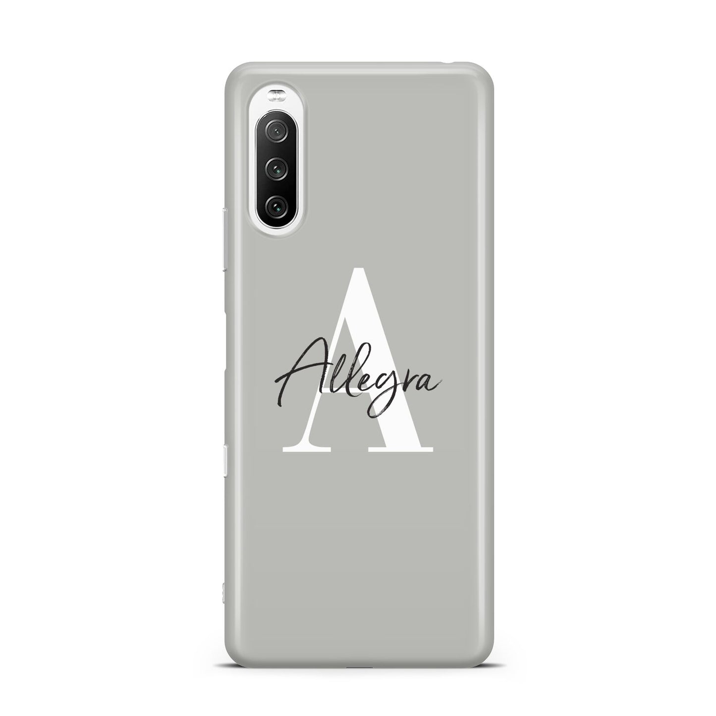 Personalised Grey Initials And Name Sony Xperia 10 III Case