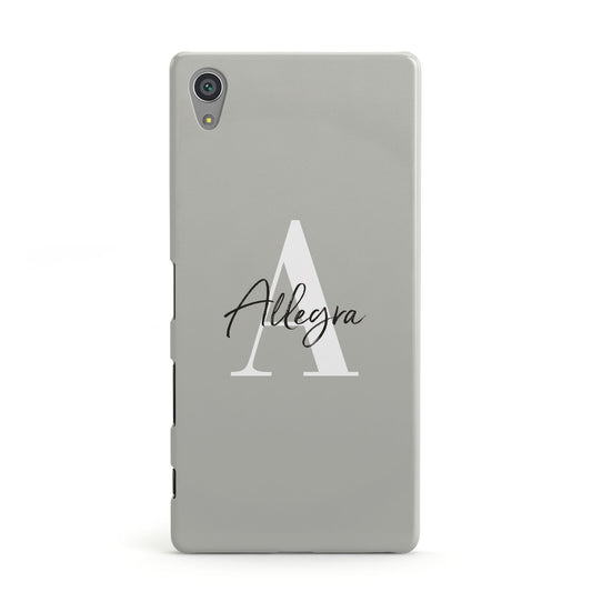 Personalised Grey Initials And Name Sony Xperia Case