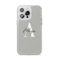 Personalised Grey Initials And Name iPhone 14 Pro Max Clear Tough Case Silver
