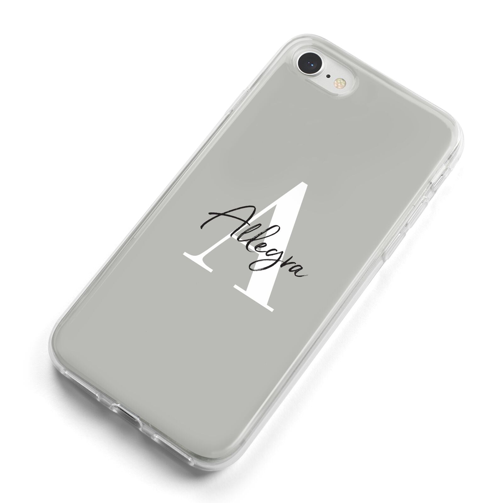 Personalised Grey Initials And Name iPhone 8 Bumper Case on Silver iPhone Alternative Image
