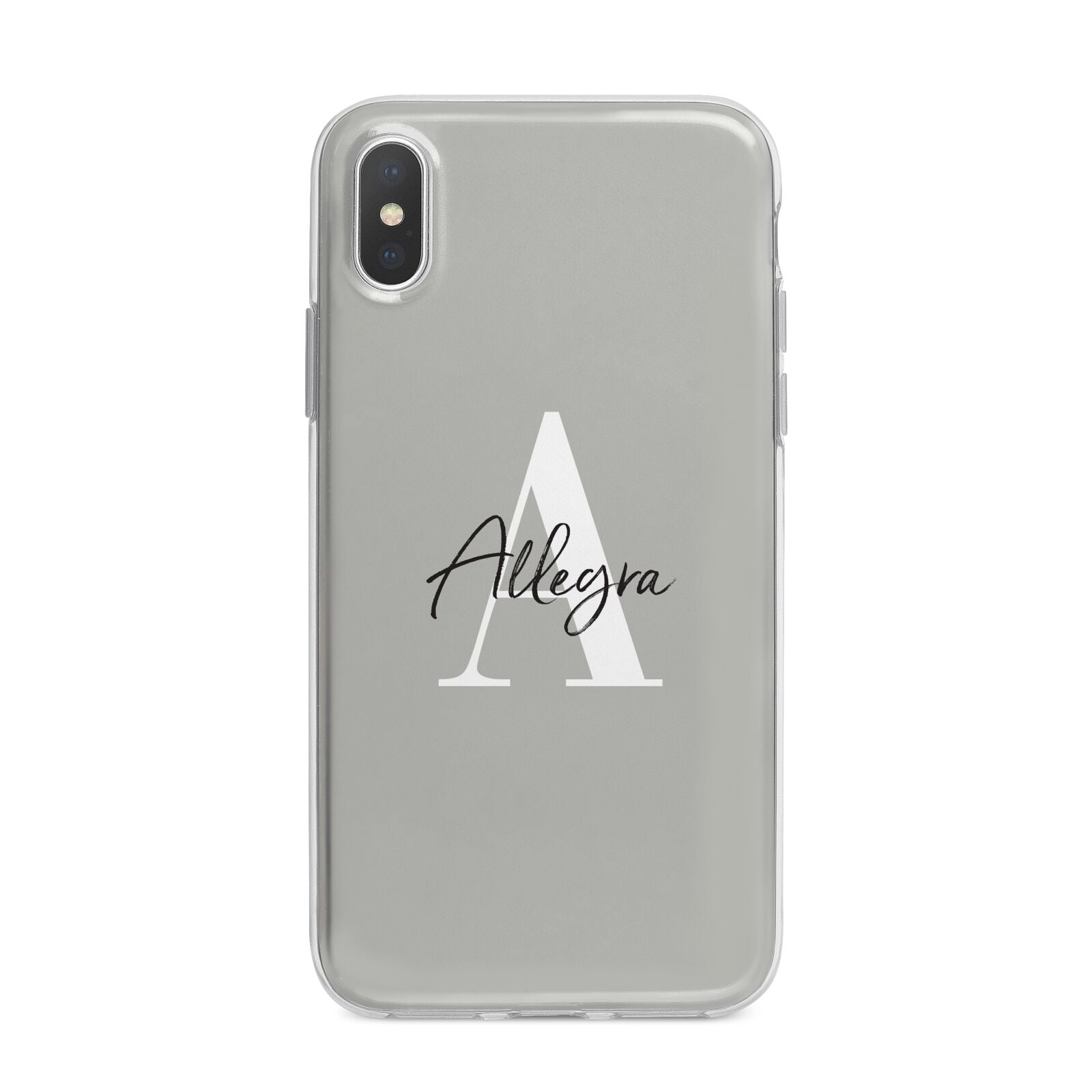 Personalised Grey Initials And Name iPhone X Bumper Case on Silver iPhone Alternative Image 1