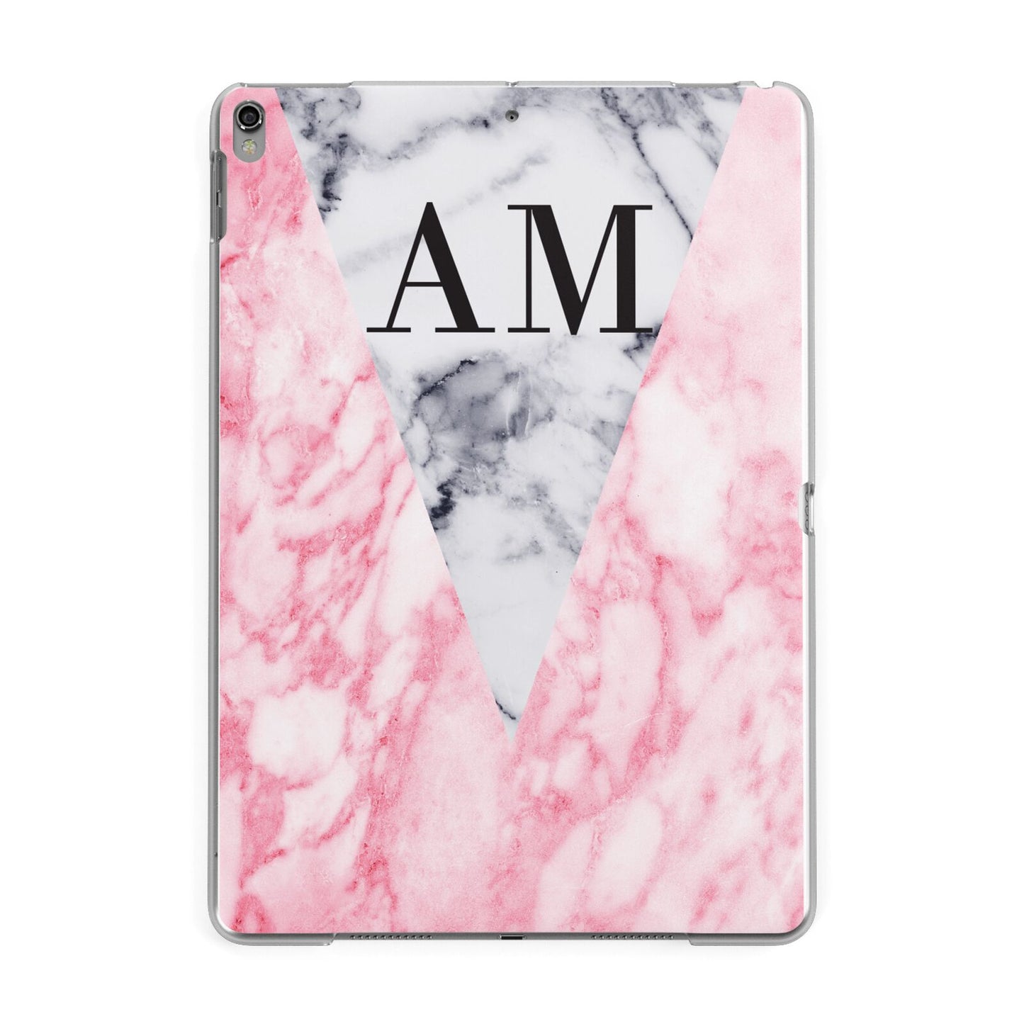 Personalised Grey Inset Marble Initials Apple iPad Grey Case