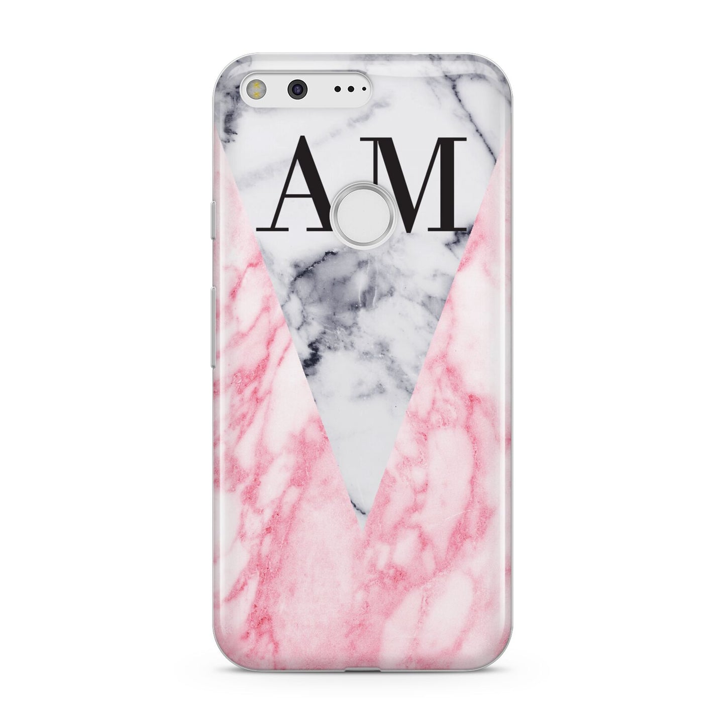 Personalised Grey Inset Marble Initials Google Pixel Case